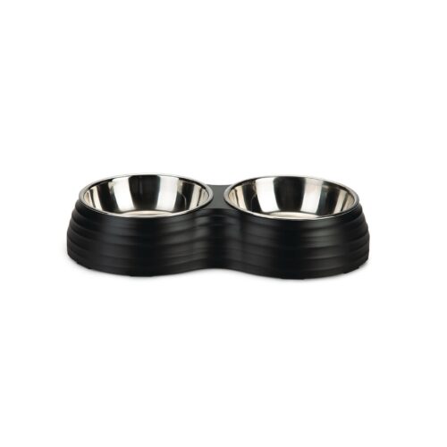Двойная металлическая миска beeztees rimpu black