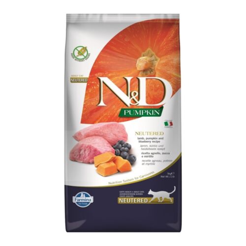 N&D Pumpkin Grain Free Neutered Cat Lamb and Blueberry
